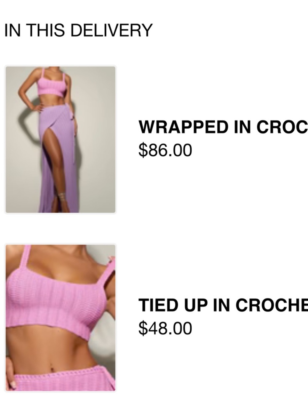 naked wardrobe Lilac Crochet Set - Pastel Purple Top & Skirt